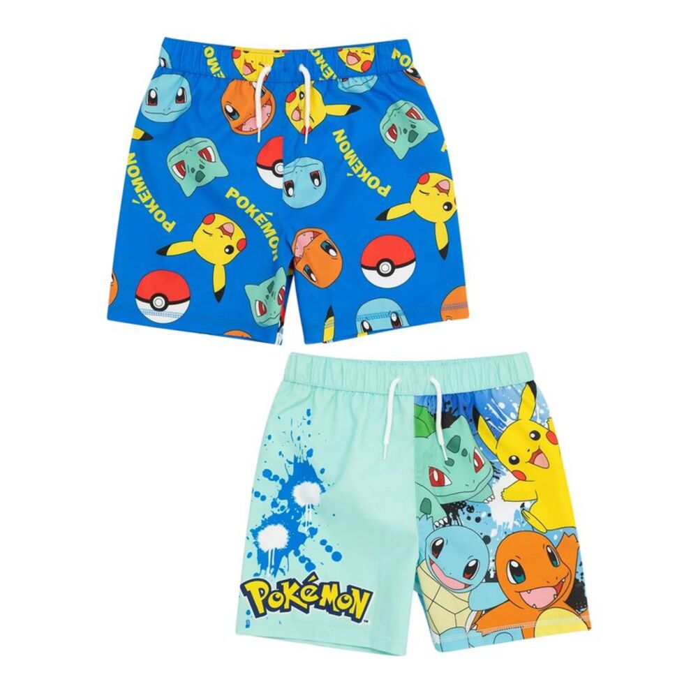 Pokemon Boys Swim Shorts (Pack of 2) / Light Blue/Vibrant Blue